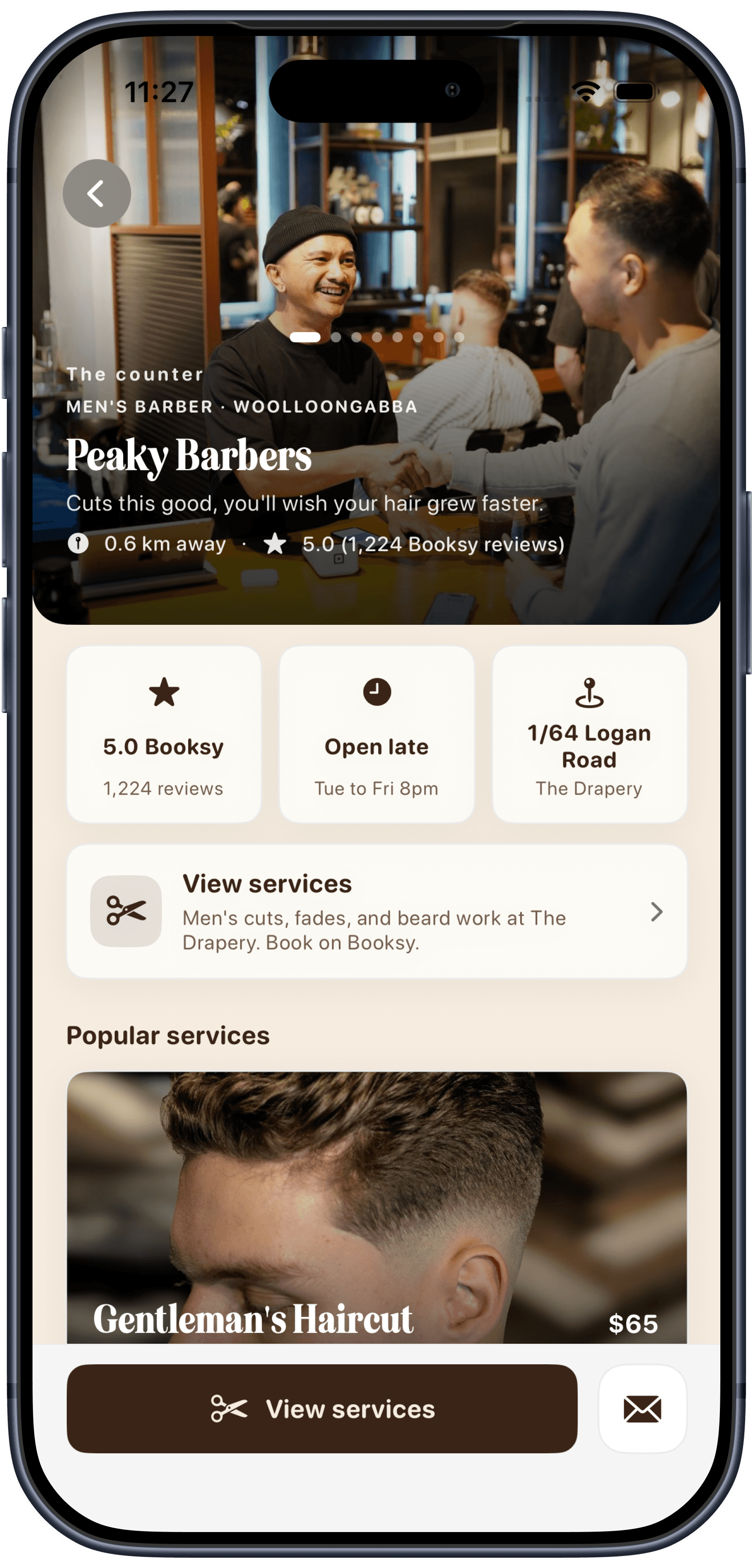 Reward's Mate profile for Peaky Barbers in Woolloongabba, with hours, address and popular cuts