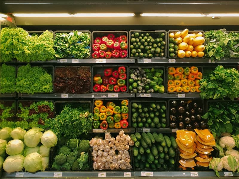Fresh produce and groceries in a local supermarket